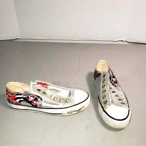 Ed Hardy Slip On Style Skater Shoes Silver Sz 5